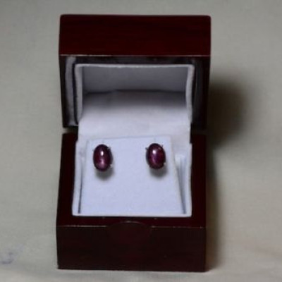 Star Ruby Earrings, Certified 10.86 Carat Star Ruby Cabochon Earrings Appraised At 2,200.00, Sterling Silver, July Birthstone