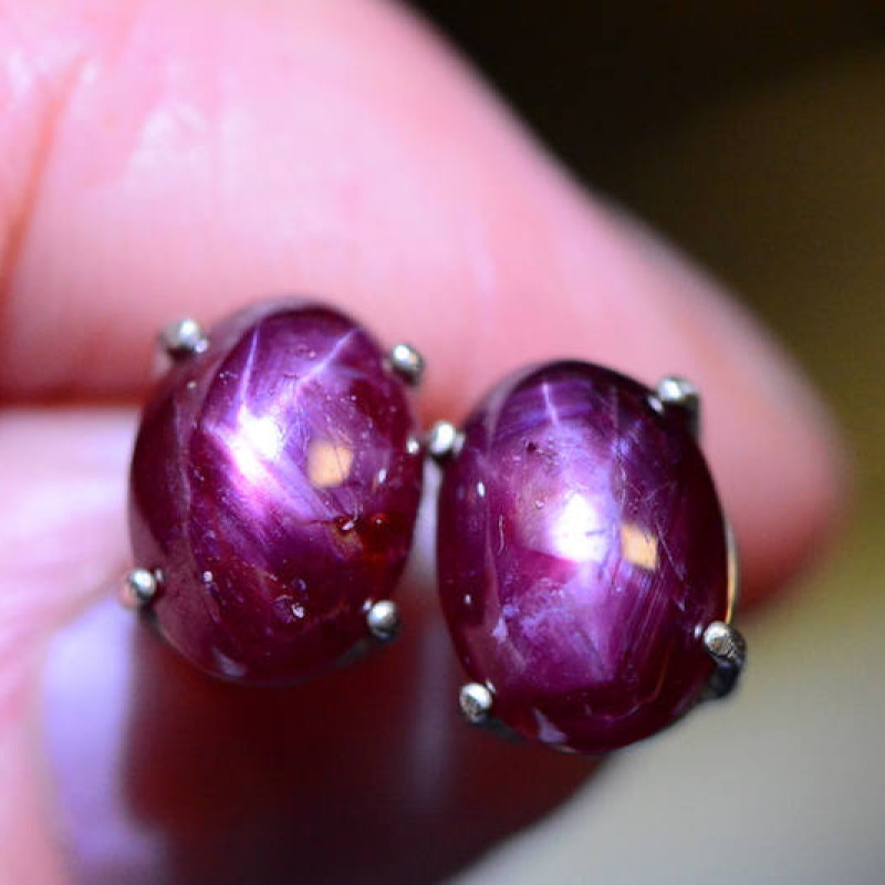 Art Deco Inspired Cabochon Ruby and Diamond Cluster Earrings