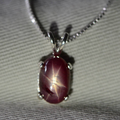 Star Ruby Necklace, Certified Genuine 3.56 Carat Star Ruby Cabochon Pendant Appraised at 900.00, July Birthstone, Sterling Silver, Natural