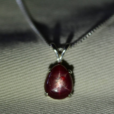 Star Ruby Necklace, Certified Genuine 3.63 Carat Star Ruby Cabochon Pendant Appraised at 900.00, July Birthstone, Sterling Silver, Natural
