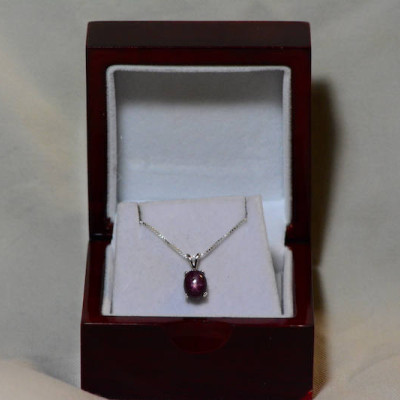 Star Ruby Necklace, Certified Genuine 4.04 Carat Star Ruby Cabochon Pendant Appraised at 1,000.00, July Birthstone, Sterling Silver, Natural