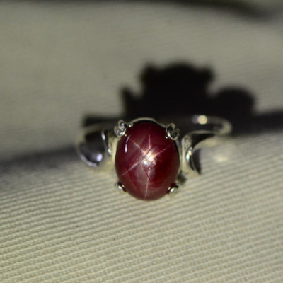 Star Ruby Ring, Certified Genuine 4.38 Carat Ruby Cabochon Solitaire Ring Appraised at 1,100.00, July Birthstone, Sterling Silver, Natural