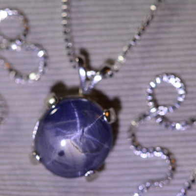 Star Sapphire Necklace, Certified Genuine 4.75 Carat Star Sapphire Cabochon Pendant Appraised at 1,425.00, September Birthstone