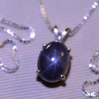 Star Sapphire Necklace, Certified Genuine 4.79 Carat Star Sapphire Cabochon Pendant Appraised at 1,425.00, September Birthstone