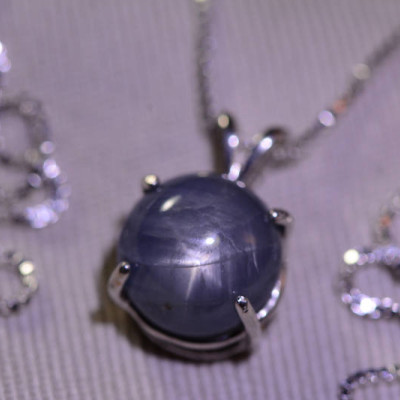 Star Sapphire Necklace, Certified Genuine 7.85 Carat Star Sapphire Cabochon Pendant Appraised at 2,300.00, September Birthstone