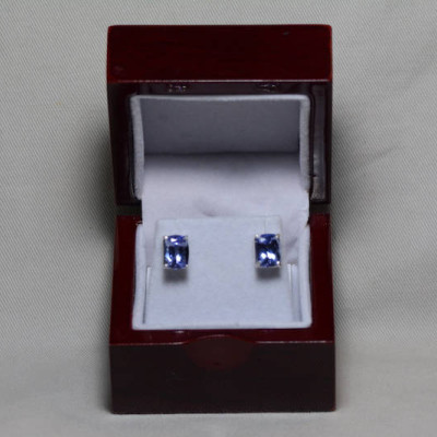 Tanzanite Earrings, Certified 5.10 Carat Cushion Cut Stud Earrings, Sterling Silver, Real Genuine Natural Tanzanite Jewellery, Blue