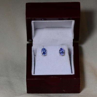 Tanzanite Earrings, Genuine Tanzanite Stud Earrings 2.71 Carats Appraised at 1490.50 Sterling Silver Blue Tanzanite Jewellery