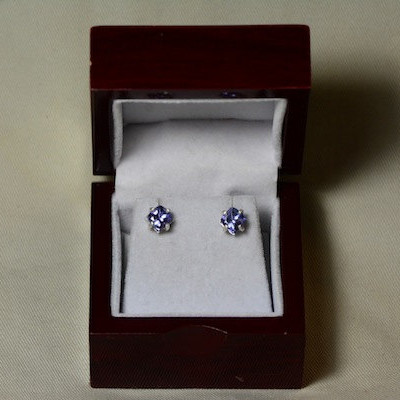 Tanzanite Earrings, Tanzanite Stud Earrings 2.39 Carat Appraised 1314.50, Sterling Silver Tanzanite Jewelry, Cushion Cut