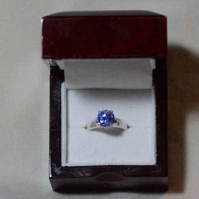 Tanzanite Engagement Ring, 3.43 Carat Tanzanite Solitaire Ring, Sterling Silver, Certified, Real Genuine Natural,Round Tanzanite Jewellery