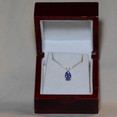 Tanzanite Necklace, Certified 1.64 Carat Genuine Tanzanite Pendant, Oval Cut, Sterling Silver, Real Genuine Natural Blue Tanzanite