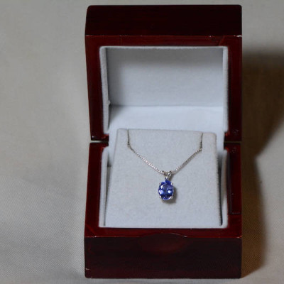 Tanzanite Necklace, Certified 1.71 Carat Genuine Tanzanite Pendant, Oval Cut, Sterling Silver, Real Genuine Natural Blue Tanzanite