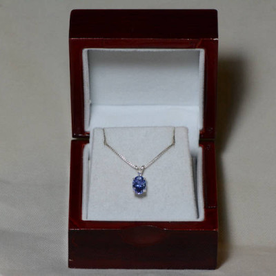 Tanzanite Necklace, Certified 1.80 Carat Genuine Tanzanite Pendant, Oval Cut, Sterling Silver, Real Genuine Natural Blue Tanzanite