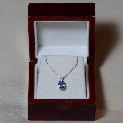 Tanzanite Necklace, Certified 1.90 Carat Genuine Tanzanite Pendant, Oval Cut, Sterling Silver, Real Genuine Natural Blue Tanzanite