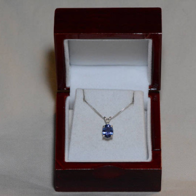 Tanzanite Necklace, Certified 2.00 Carat Genuine Tanzanite Pendant, Oval Cut, Sterling Silver, Real Genuine Natural Blue Tanzanite