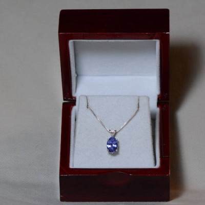 Tanzanite Necklace, Certified 2.57 Carat Genuine Tanzanite Pendant, Oval Cut, Sterling Silver, Real Genuine Natural Blue Tanzanite