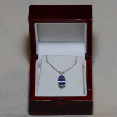 Tanzanite Necklace, Certified 3.98 Carat Genuine Tanzanite Pendant, Oval Cut, Sterling Silver, Anniversary Birthday Christmas Jewelry Gift