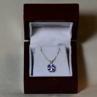 Tanzanite Necklace, Certified Tanzanite Pendant 1.87 Carats Appraised At 1028.50 On Sterling Silver Necklace, Cushion Cut Tanzanite