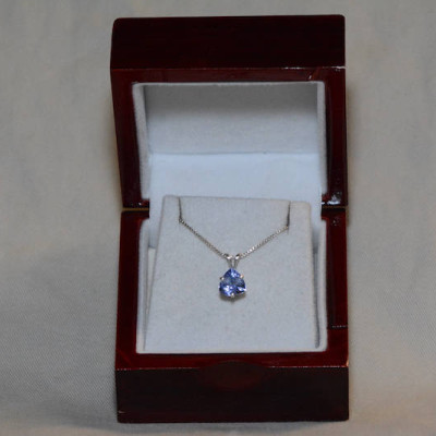 Tanzanite Necklace, Certified Tanzanite Pendant 1.91 Carats Trillion Cut, Sterling Silver, Real Genuine Natural Blue Tanzanite Jewellery