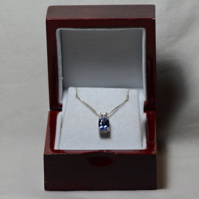 Tanzanite Necklace, Certified Tanzanite Pendant 1.97 Carats Cushion Cut, Sterling Silver, Real Genuine Natural Blue Tanzanite Jewelry