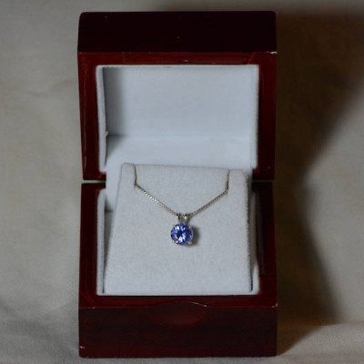 Tanzanite Necklace, Certified Tanzanite Pendant 2.00 Carats Round Cut, Sterling Silver, Real Genuine Natural Blue Tanzanite Jewelry