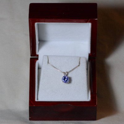 Tanzanite Necklace, Certified Tanzanite Pendant 2.23 Carats Round Cut, Sterling Silver, Real Genuine Natural Blue Tanzanite Jewelry