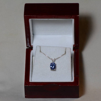 Tanzanite Necklace, Certified Tanzanite Pendant 2.28 Carats Cushion Cut, Sterling Silver, Real Genuine Natural Blue Tanzanite Jewelry