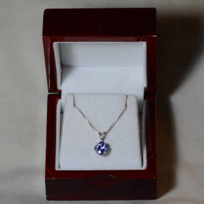 Tanzanite Necklace, Certified Tanzanite Pendant 2.45 Carats Cushion Cut, Sterling Silver, Real Genuine Natural Blue Tanzanite Jewelry