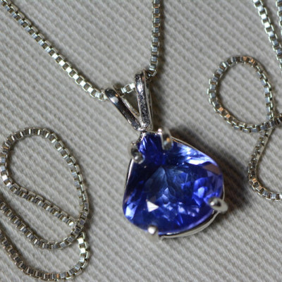 Tanzanite Necklace, Certified Tanzanite Pendant 3.11 Carats Pear Cut, Sterling Silver, Real Genuine Natural Blue Tanzanite Jewelry