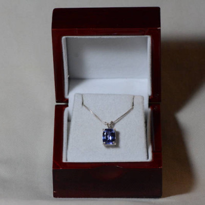 Tanzanite Necklace, Certified Tanzanite Pendant 3.56 Carats Cushion Cut, Sterling Silver, Real Genuine Natural Blue Tanzanite Jewelry