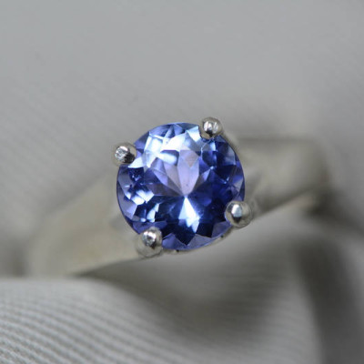 Tanzanite Ring, 1.96 Carat Tanzanite Solitaire Ring, Sterling Silver, Certified, Size 7, Real Genuine Natural, Round Cut Tanzanite Jewelry