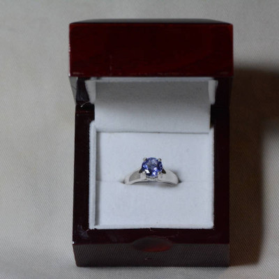 Tanzanite Ring, 1.96 Carat Tanzanite Solitaire Ring, Sterling Silver, Certified, Size 7, Real Genuine Natural, Round Cut Tanzanite Jewelry