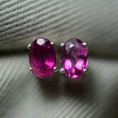 Tourmaline Earrings Sparkling 1.06 Carat Pink Tourmaline Stud Earrings Sterling Silver