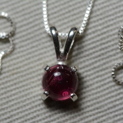 Genuine Pink Tourmaline Cabochon Pendant Necklace Genuine Pink Tourmaline Cabochon Pendant Necklace