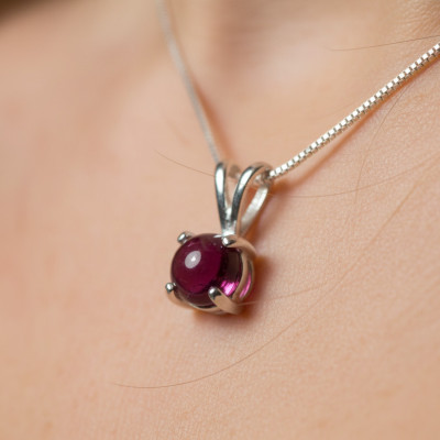 Genuine Pink Tourmaline Cabochon Pendant Necklace Genuine Pink Tourmaline Cabochon Pendant Necklace