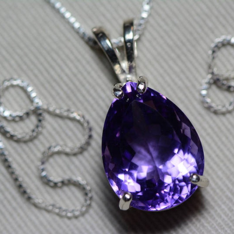 Amethyst Necklace, Certified 10.50 Carat Amethyst Pendant Appraised at ...