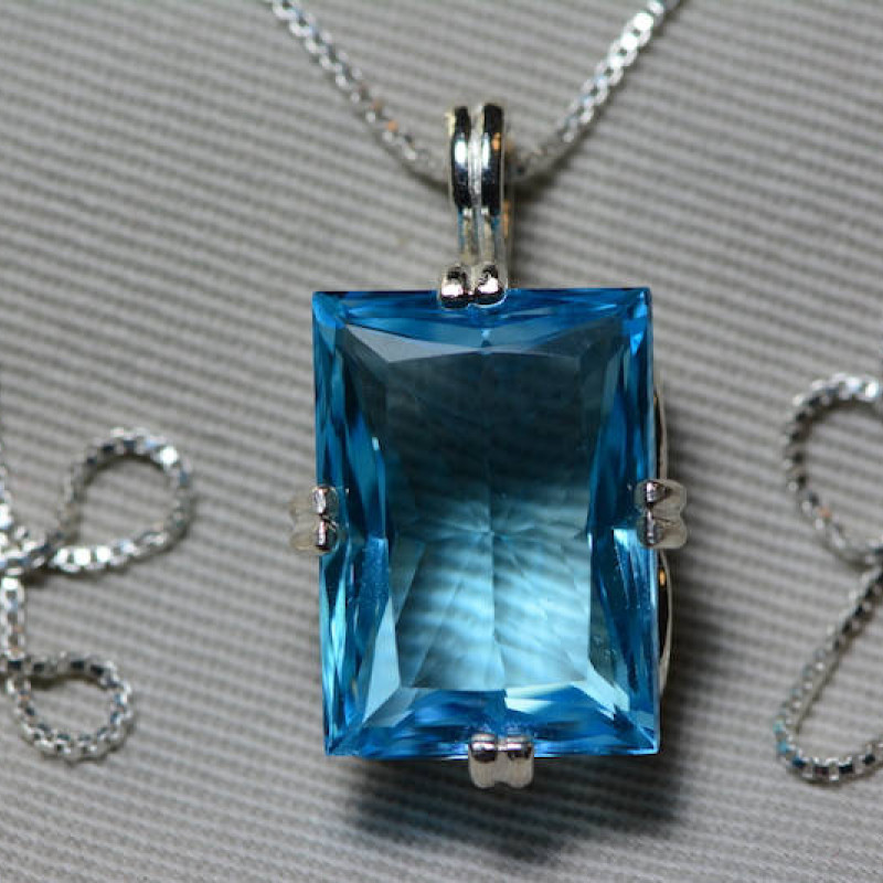 Blue Topaz Necklace, Topaz Pendant, 19.88 Carat Certified At 1,200.00 ...