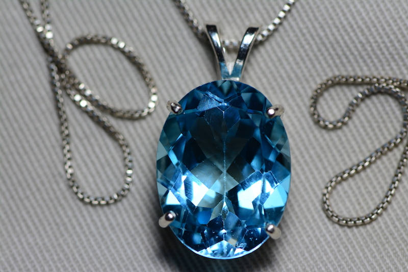 Blue Topaz Necklace, Topaz Pendant, 21.55 Carat Certified At 1,300.00 ...