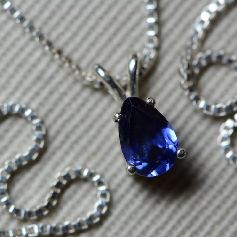 Sapphire Necklace, Blue Sapphire Pendant 0.63 Carat Appraised at 500.00 ...