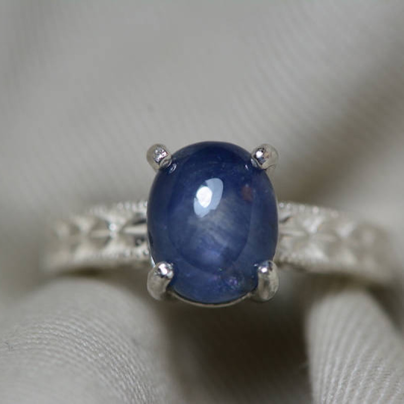 Star Sapphire Ring, Certified 5.29 Carat Star Sapphire Cabochon ...