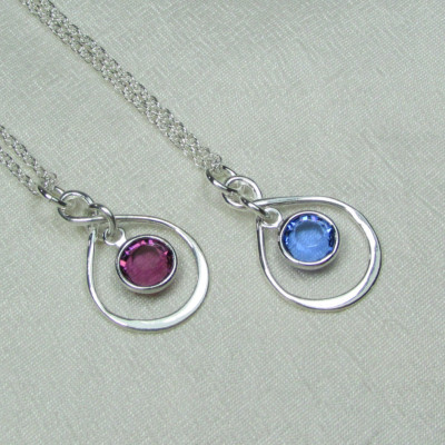 Birthstone Necklace Mothers Necklace Birthstone Infinity Necklace Sterling Silver Bridesmaid Gift Mothers Jewelry Bridesmaid Jewelry