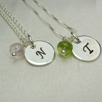 Bridesmaid Gift Necklace Set of 6 Initial Necklace Birthstone Necklace Bridesmaid Necklace Personalized Bridesmaid Jewelry Monogram Necklace