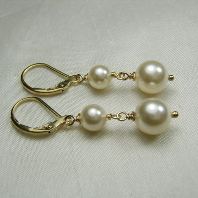 Bridesmaid Jewelry - Gold Pearl Earrings Bridal Earrings Pearl Bridesmaid Earrings Gold Pearl Drop Earrings Wedding Jewelry Prom Jewelry
