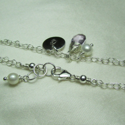 Bridesmaid Jewelry, Birthstone Initial Bracelet, Bridesmaid Gift, Personalized Bracelet Sterling Silver Monogram Bridesmaid Bracelet