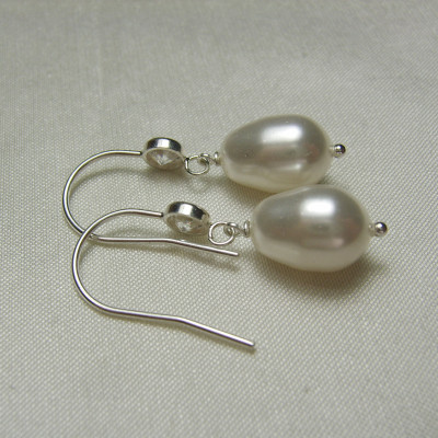 Bridesmaid Jewelry Pearl Drop Earrings - Pearl Bridal Earrings - Swarovski Crystal Pearl Earrings Bridesmaid Earrings - Wedding Jewelry