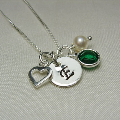 Bridesmaid Jewelry Set of 3 Personalized Bridesmaids Gifts Birthstone Initial Necklace Bridesmaid Necklace Personalized Necklace Gift