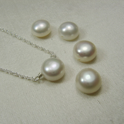 Bridesmaid Jewelry Set of 3 Real Pearl Bridesmaid Necklace Freshwater Pearl Necklace Bridesmaid Gift Wedding Jewelry Bridal Party Jewelry