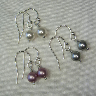 Bridesmaid Jewelry Set of 4  Pearl Bridesmaid Earrings Sterling Silver Pearl Earrings Pearl Bridal Party Jewelry Gift Wedding Jewelry