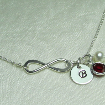 Bridesmaid Jewelry Set of 5 Initial Necklace Infinity Birthstone Necklace Personalized Bridesmaid Gift Monogram Necklace Bridesmaid Necklace