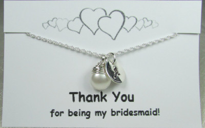 Personalized Bridesmaid Necklaces: Sterling Silver Initial & Pearl Gifts