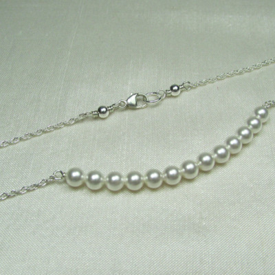 Bridesmaid Jewelry White Pearl Bar Necklace Pearl Bridal Necklace Pearl Necklace Bridesmaid Gift Bridesmaid Necklace Wedding Jewelry